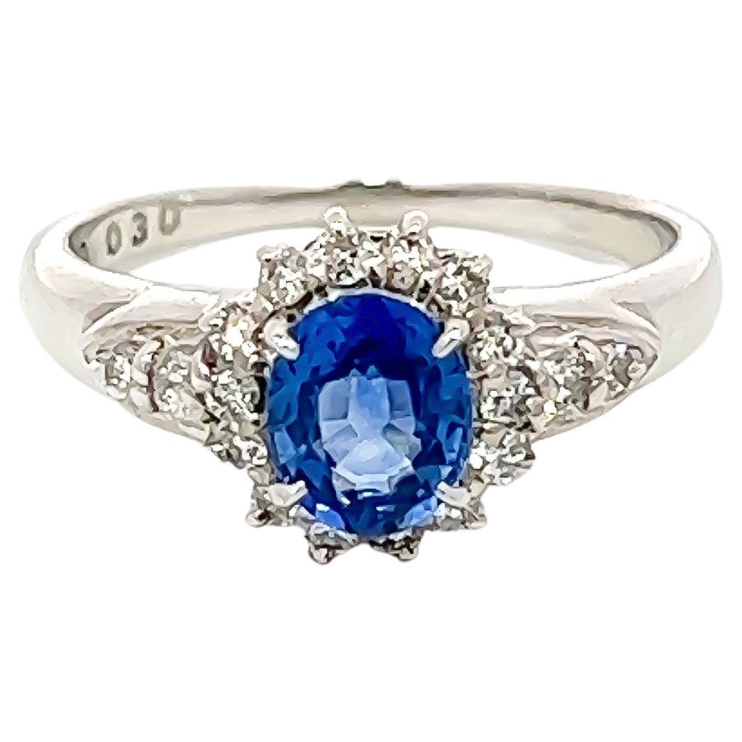 1.30CT Total Weight Blue Sapphire & Diamonds set in PLAT 