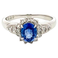 1.30CT Total Weight Blue Sapphire & Diamonds set in PLAT 