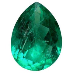 1,30 ct Smeraldo colombiano verde blu vivo - Gemma di maggio a goccia con taglio a pera