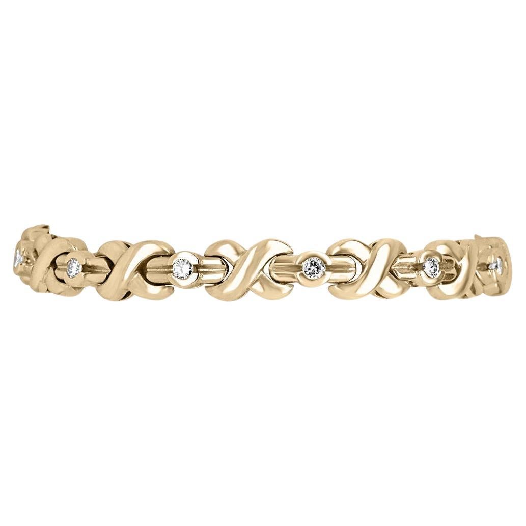 1.30cts 14K Two-Toned X Diamond Bracelet XO Tennis Bracelet Gold Bracelet