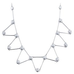 1.30ctw 14k White Gold Geometric Bezel Set Diamond Necklace