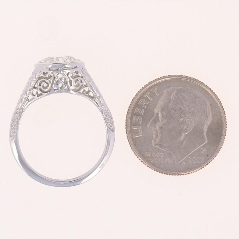 Women's 1.30 Carat Art Deco Diamond Ring, 18 Karat White Gold Vintage European
