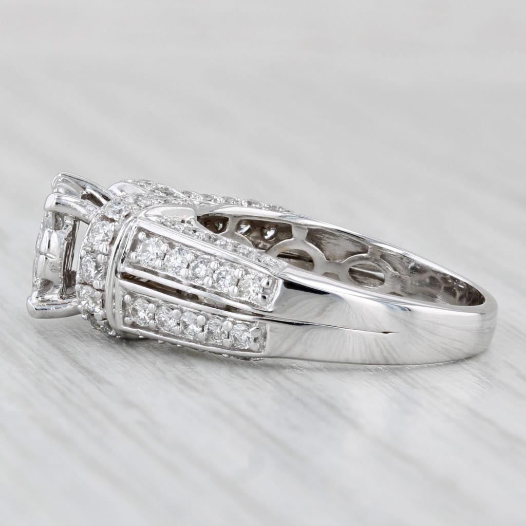 Anello di fidanzamento con diamante da 1,30 ct. in oro bianco 14 carati, misura 7,5, fascia da cattedrale In condizioni buone in vendita a McLeansville, NC