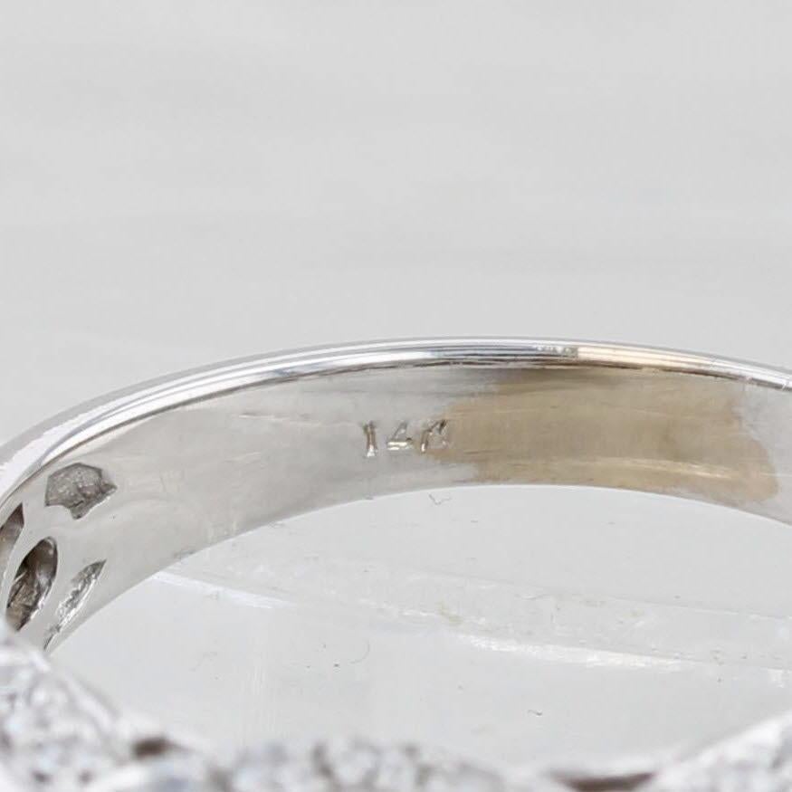 Anello di fidanzamento con diamante da 1,30 ct. in oro bianco 14 carati, misura 7,5, fascia da cattedrale in vendita 2