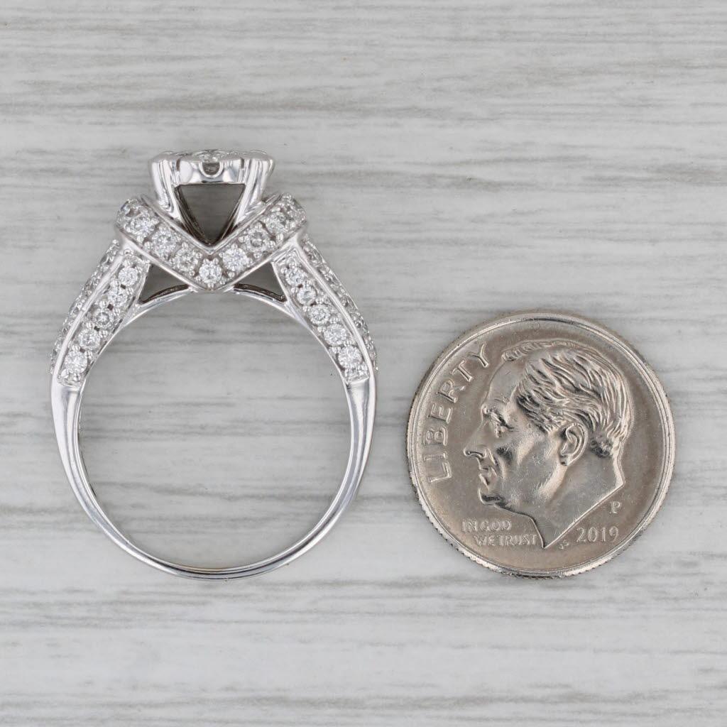 Anello di fidanzamento con diamante da 1,30 ct. in oro bianco 14 carati, misura 7,5, fascia da cattedrale in vendita 3
