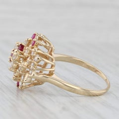 1.30ctw Diamond Ruby Cluster Butterfly Ring 14k Yellow Gold Size 7.5 Cocktail