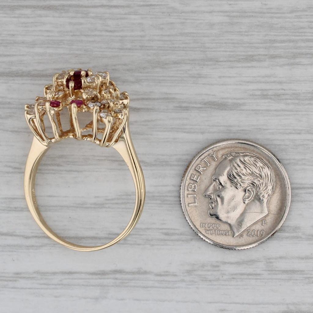 1.30ctw Diamond Ruby Cluster Butterfly Ring 14k Yellow Gold Size 7.5 Cocktail en vente 3