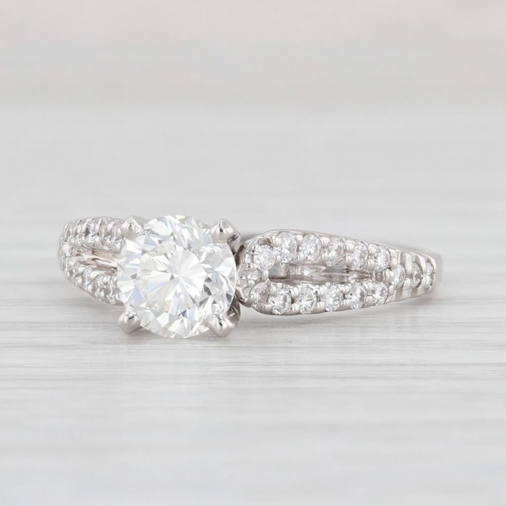 1.30ctw Round Diamond Engagement Ring 14k White Gold GIA Shane Co Size 7 In Good Condition For Sale In McLeansville, NC