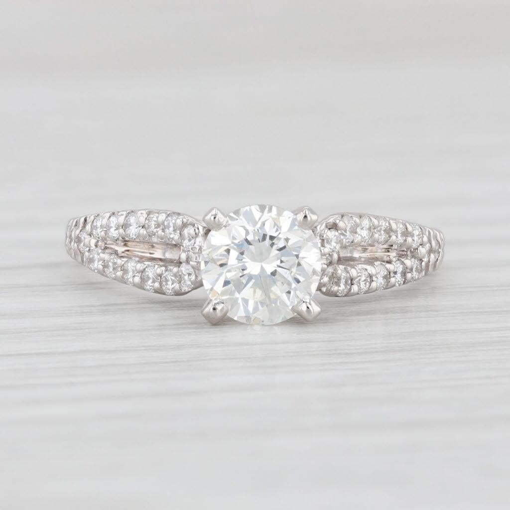 Women's 1.30ctw Round Diamond Engagement Ring 14k White Gold GIA Shane Co Size 7 For Sale