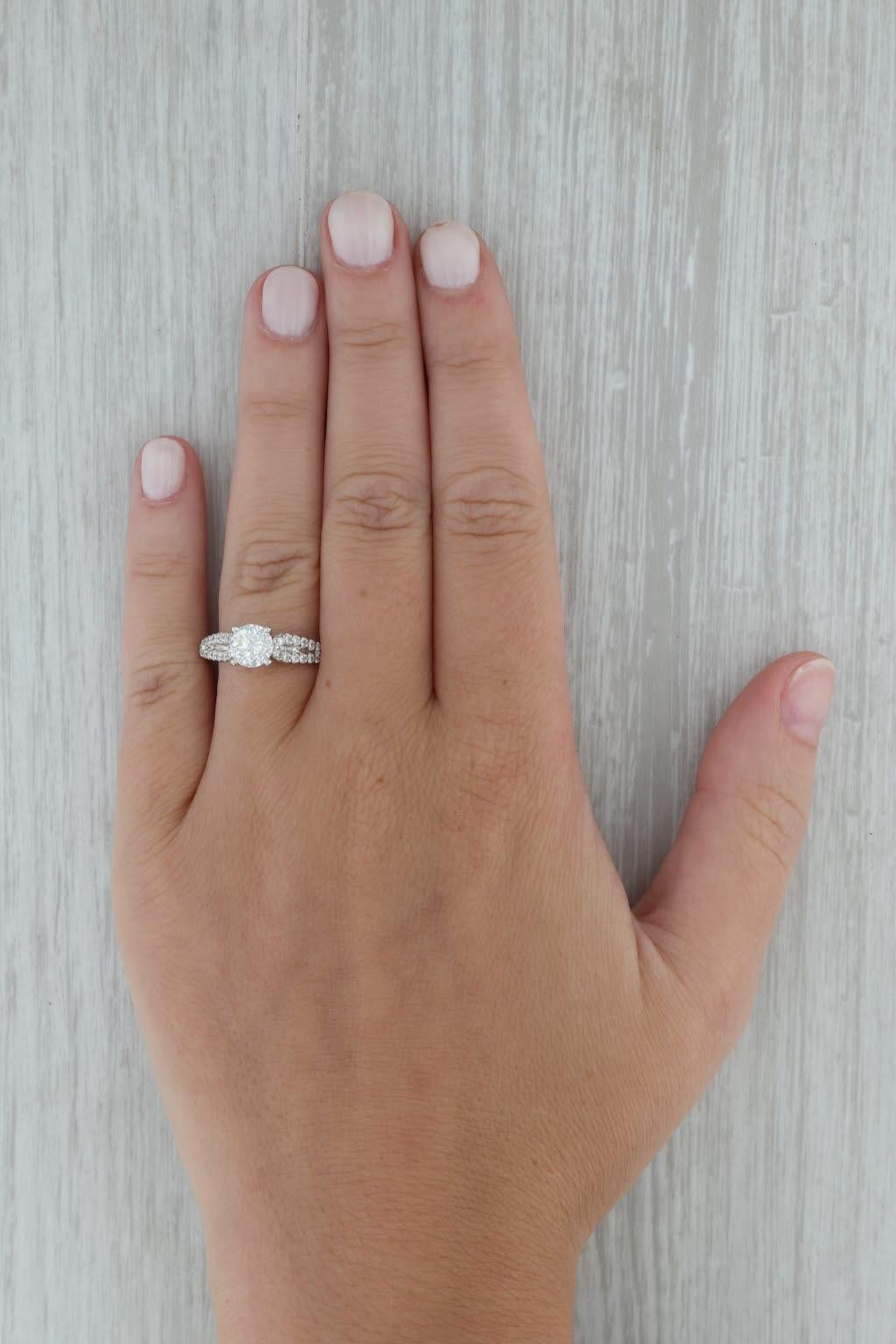 1.30ctw Round Diamond Engagement Ring 14k White Gold GIA Shane Co Size 7 For Sale 1