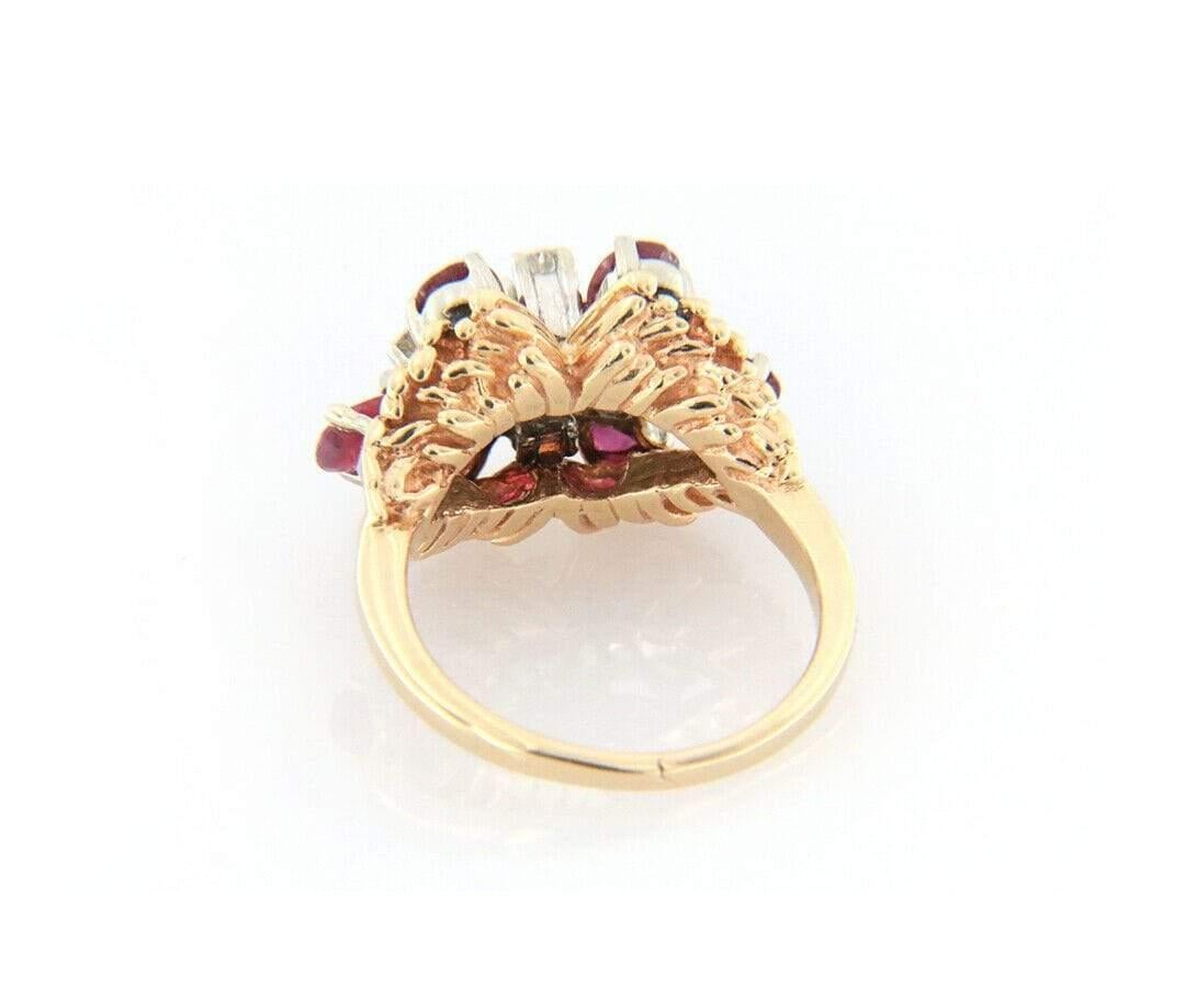 1.30ctw Ruby and 0.37ctw Diamond Ring in 14K Yellow Gold In Excellent Condition For Sale In Vienna, VA