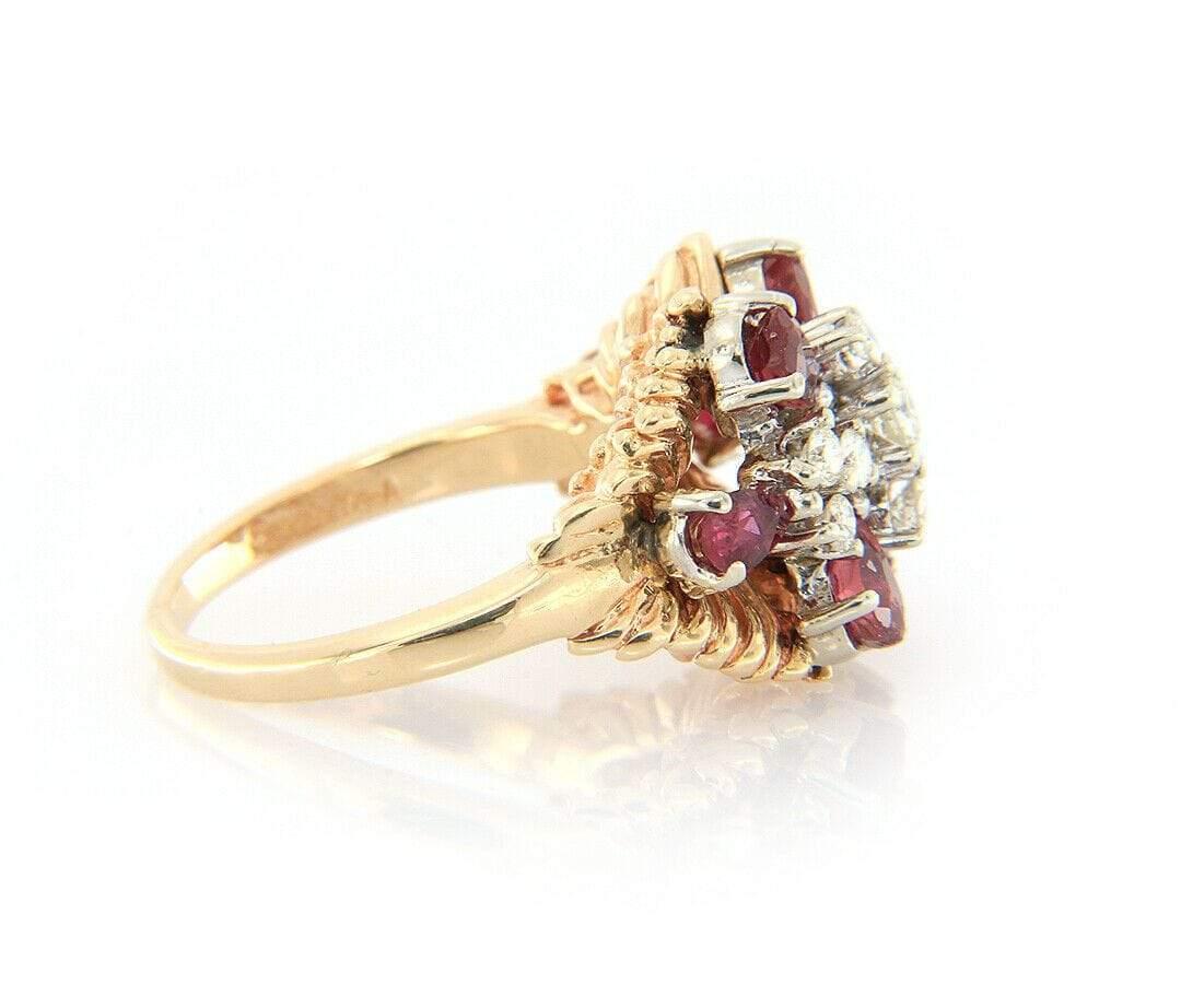 Women's 1.30ctw Ruby and 0.37ctw Diamond Ring in 14K Yellow Gold For Sale