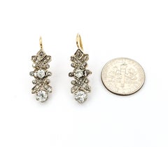 Orecchini con diamanti vintage taglio europeo e rosa da 1,30ctw in oro giallo