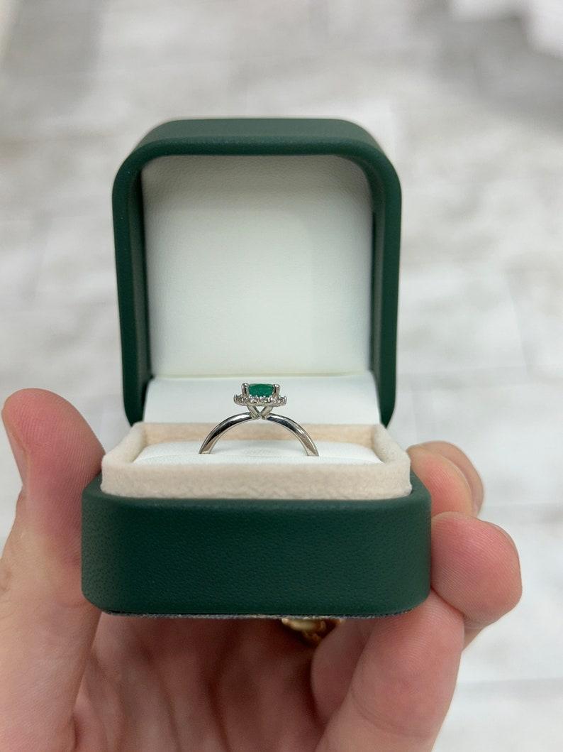 1.30tcw 14K Natural Oval Emerald & Diamond Accent Ring For Sale 2