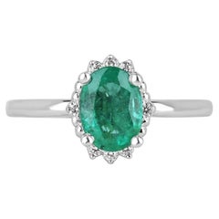 1.30tcw 14K Natural Oval Emerald & Diamond Accent Ring