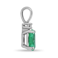 1.30tcw Natural Emerald-Oval Cut & Diamond Accent White Gold Pendant 14K