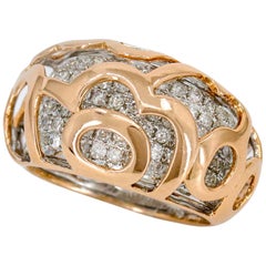 1.31 Carat 14 Karat Rose White Gold Pave Diamond Dome Band Ring