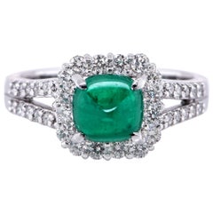 Anillo de esmeralda colombiana de 1,31 quilates y diamantes en platino
