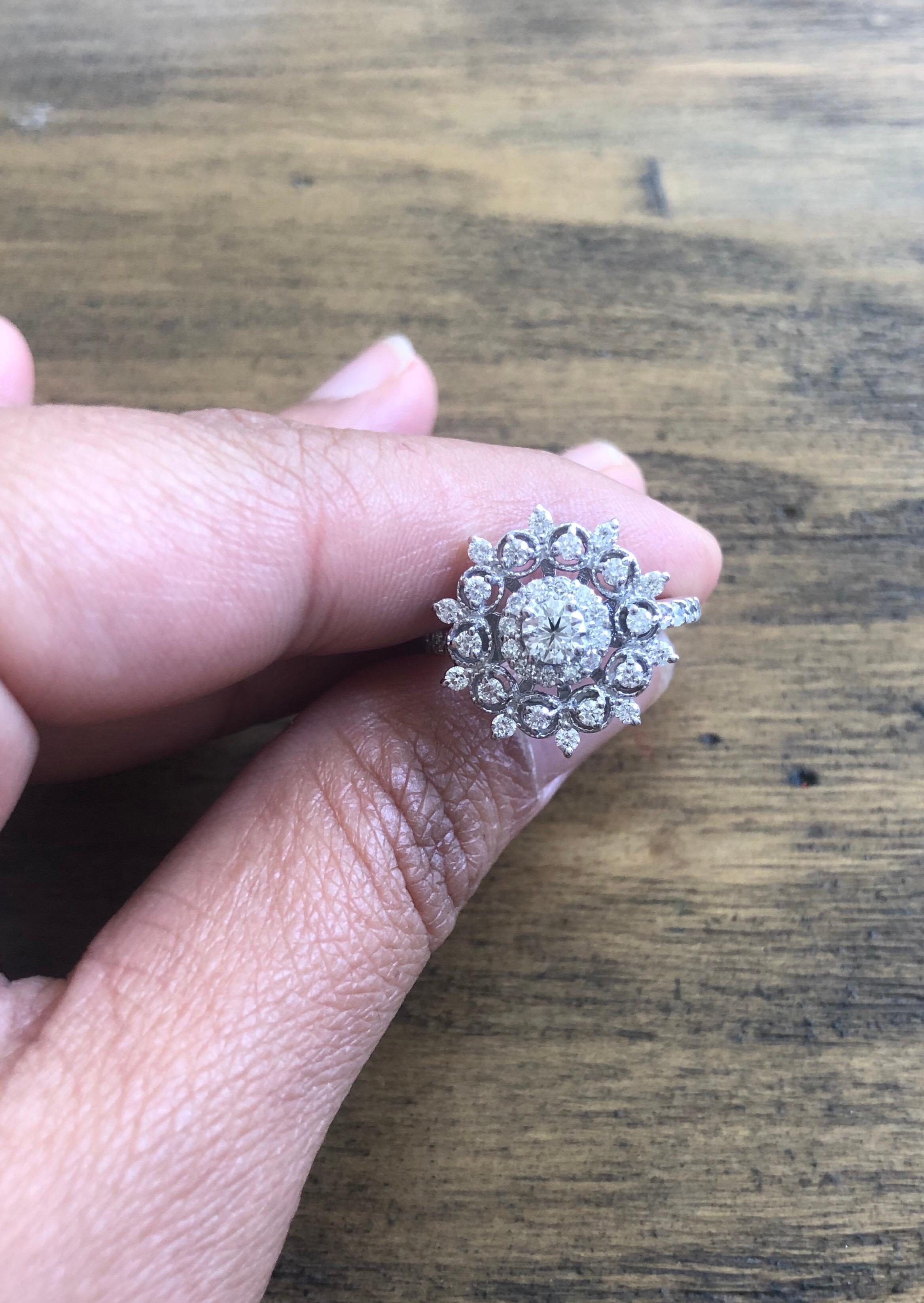 1.31 Carat Diamond Cocktail 14 Karat White Gold Ring In New Condition For Sale In Los Angeles, CA