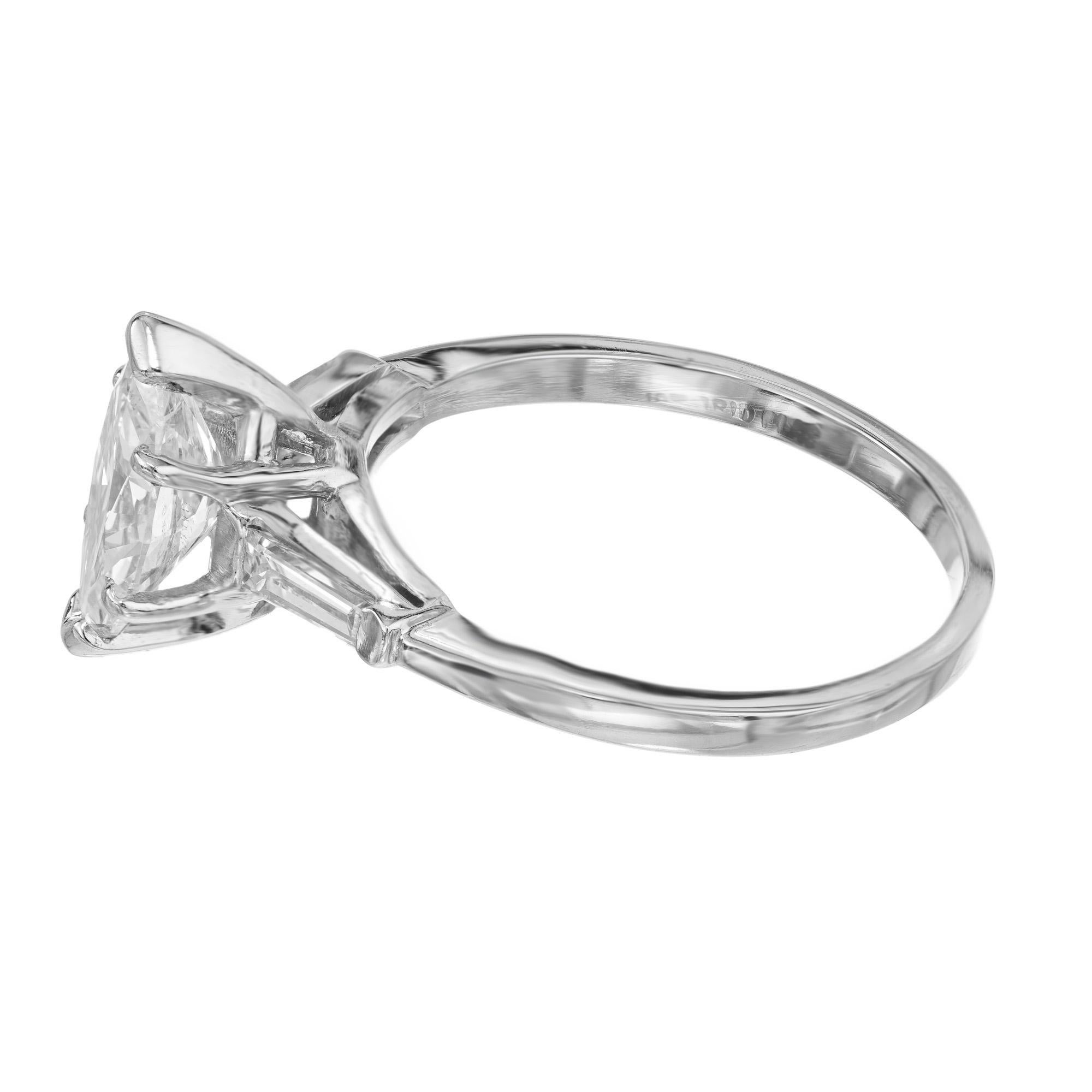 Marquise Cut 1.31 Carat Diamond Marquise Baguette Platinum Three Stone Engagement Ring For Sale