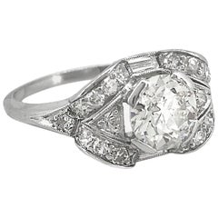 1.31 Carat Diamond Platinum Antique Engagement Ring Platinum