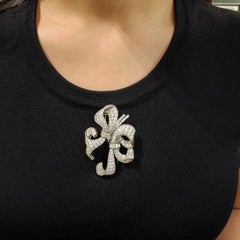 13.1 Carat Diamond Platinum Ribbon Brooch