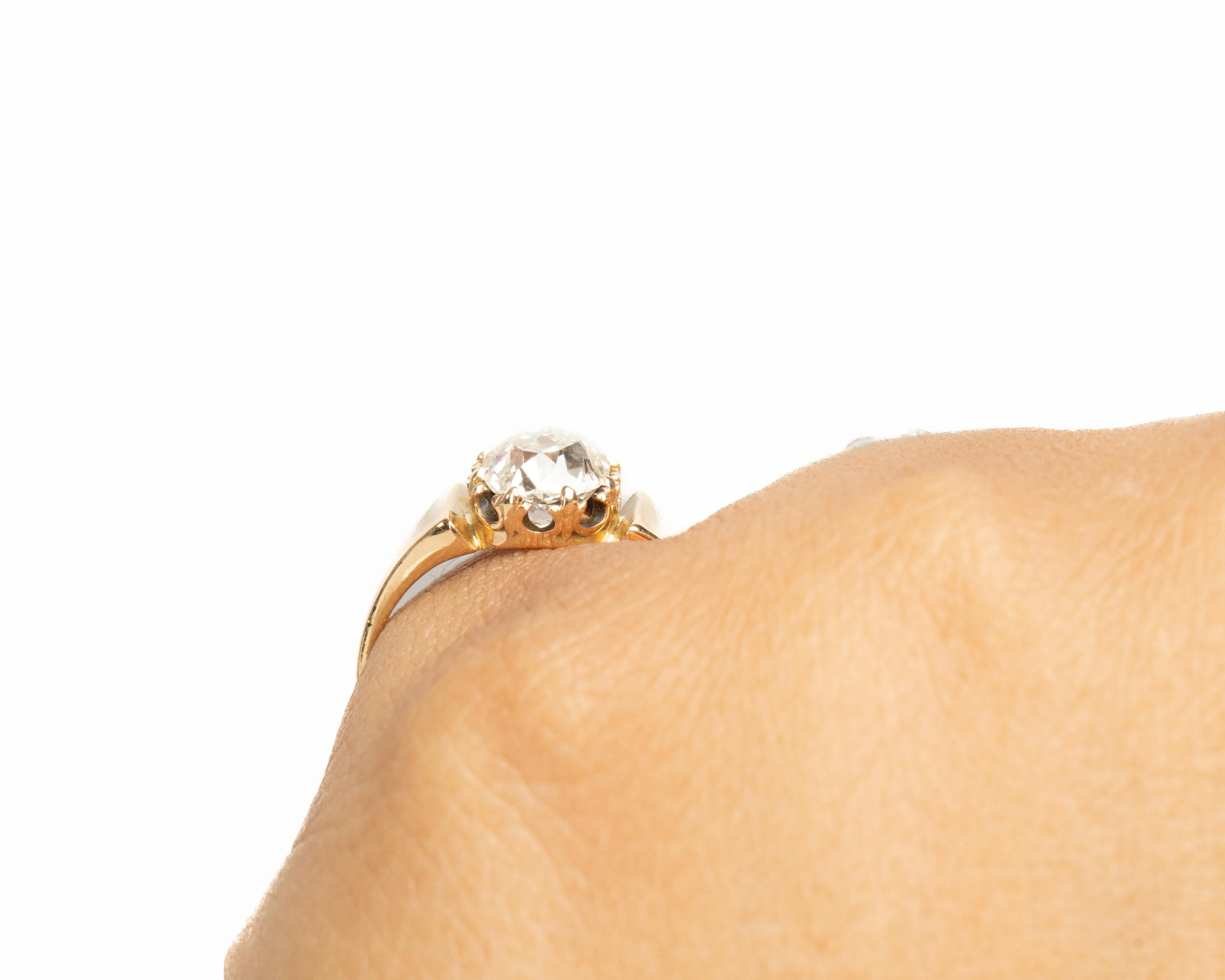 1.31 Carat Edwardian Diamond 18 Karat Yellow Gold Engagement Ring In Good Condition For Sale In Atlanta, GA