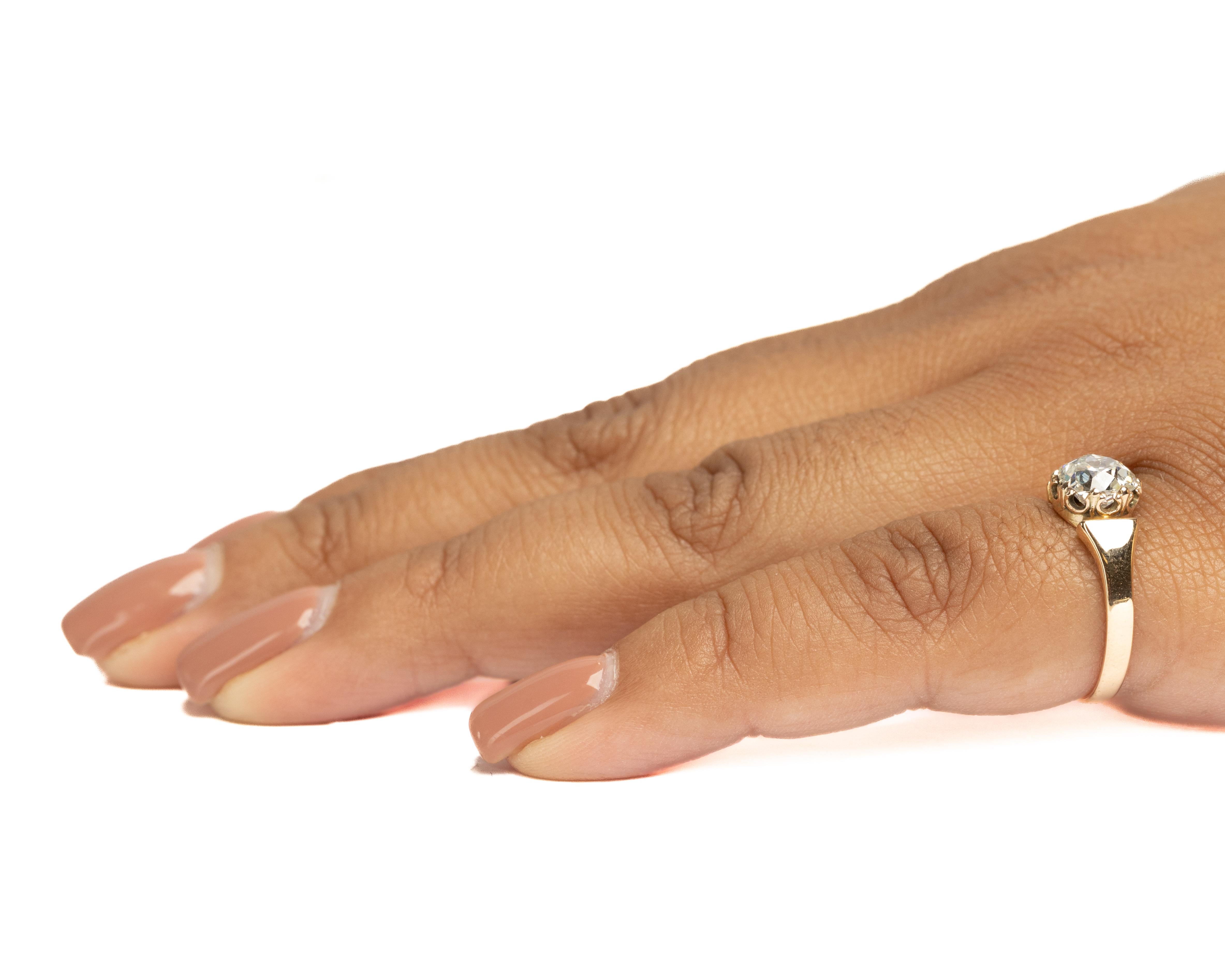 Women's 1.31 Carat Edwardian Diamond 18 Karat Yellow Gold Engagement Ring For Sale