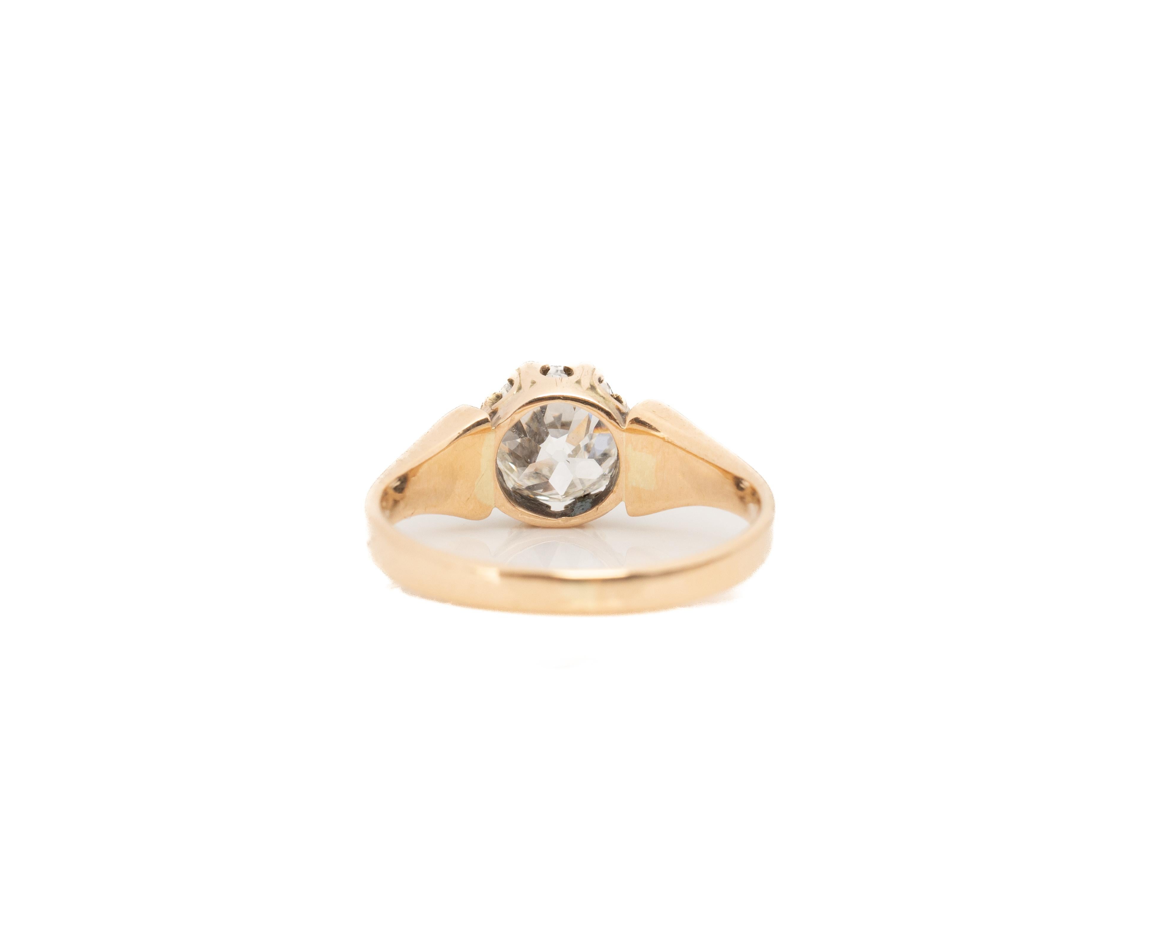 1.31 Carat Edwardian Diamond 18 Karat Yellow Gold Engagement Ring For Sale 4
