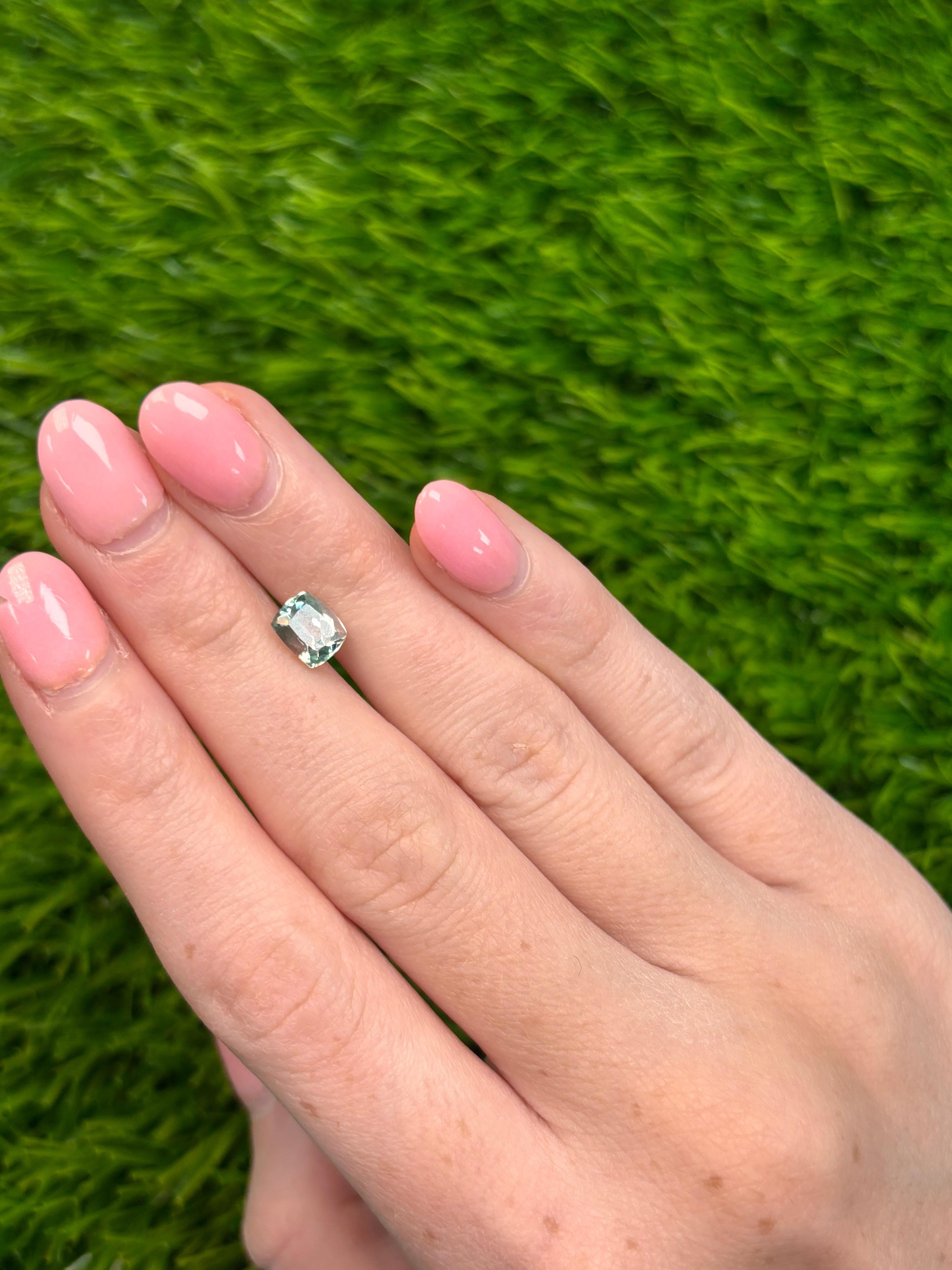 Taille émeraude 1.31 Carat Emerald-Cut Natural Aqua Blue Bi-Color Tourmaline Loose Gemstone (pierre précieuse) en vente