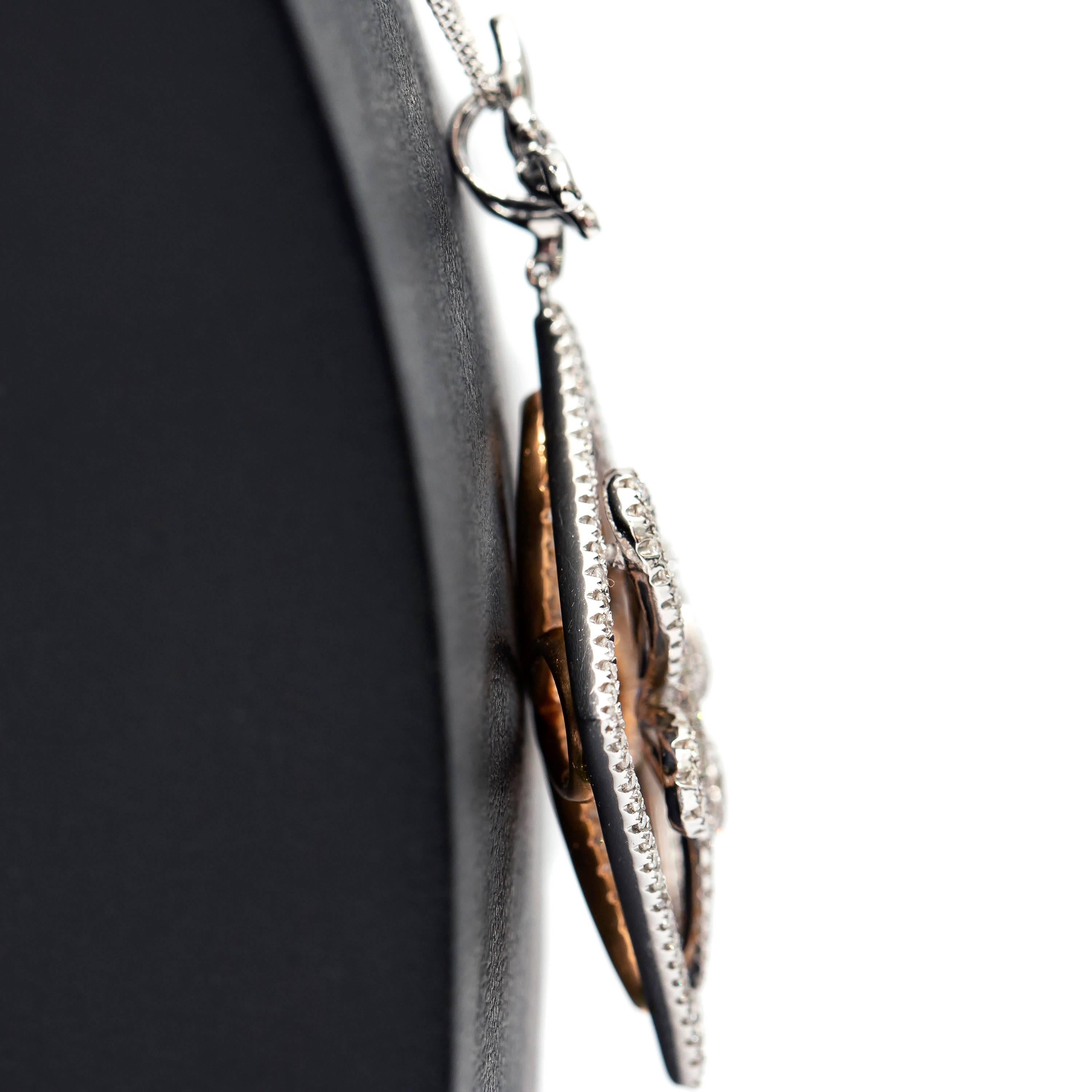 1.31 Carat Fancy Butterfly Shape 18 Karat Rose White Gold Chain Necklace Pendant For Sale 1