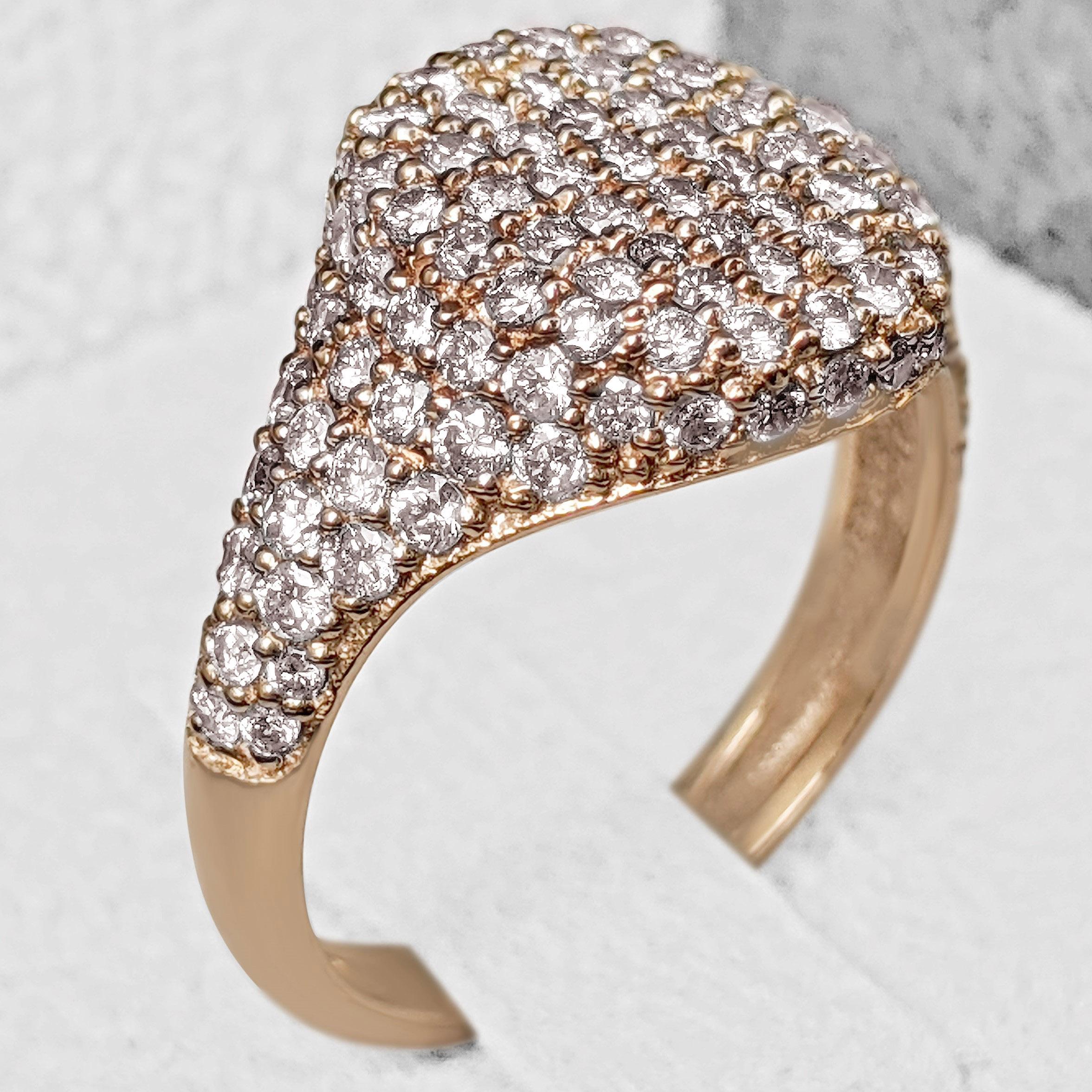 Art Deco $1 NO RESERVE! - 1.31cttw Fancy Light Pink Diamonds Dome - 14K Pink Gold Ring