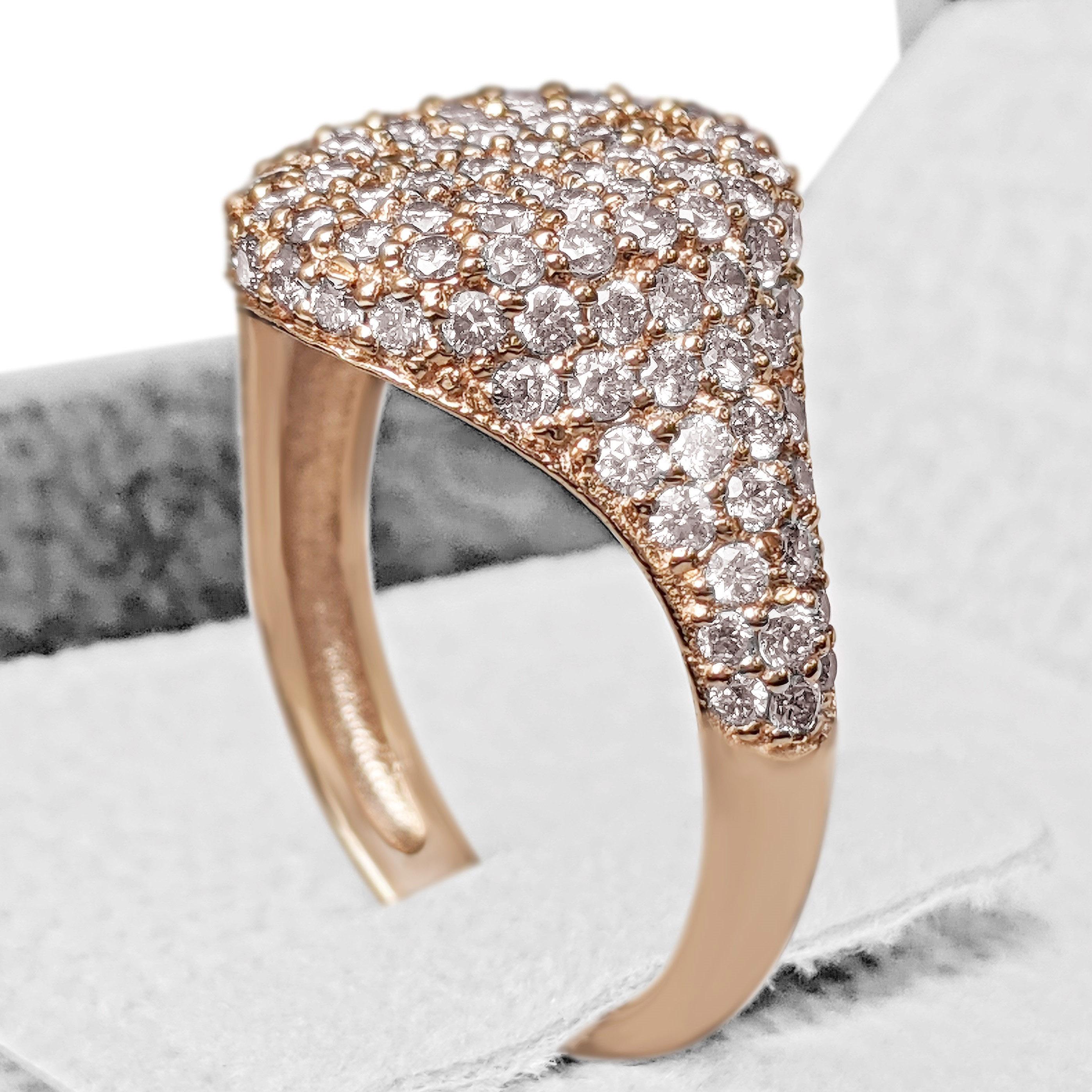 Women's $1 NO RESERVE! - 1.31cttw Fancy Light Pink Diamonds Dome - 14K Pink Gold Ring