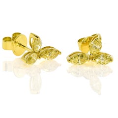 1.31 Carat Fancy Yellow Diamond Yellow Gold Earrings