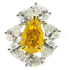 1.31 Carat GIA Certified Fancy Deep Brownish Orangy Yellow Diamond Halo Ring