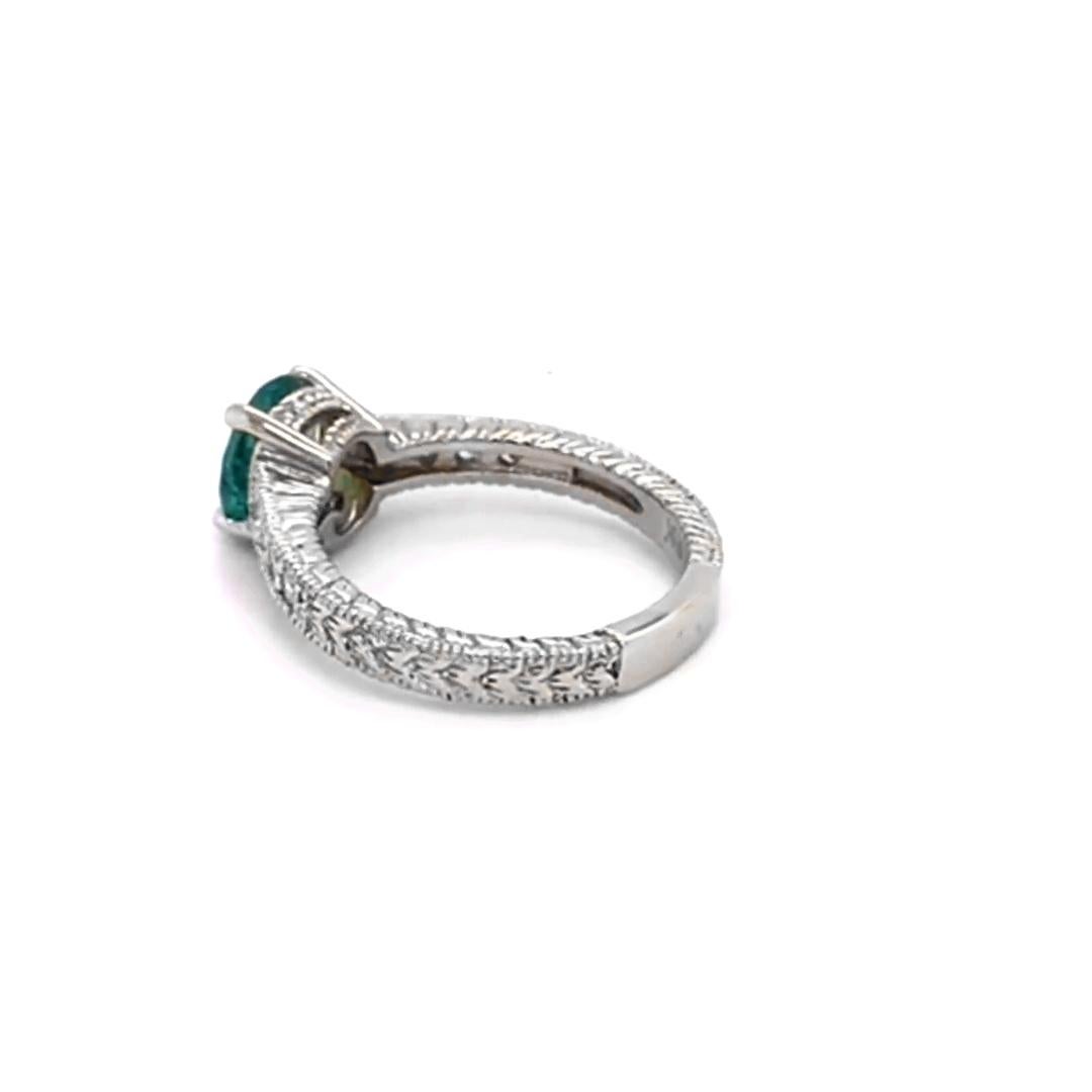 1.31 Carat Natural Paraiba Tourmaline 14 Karat White Gold Ring In New Condition For Sale In LA, CA