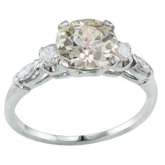1.31 Carat Old European Cut Diamond Engagement Ring Platinum