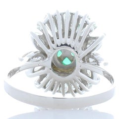 1.31 Carat Oval Emerald, Marquise & Baguette Diamond Cocktail Ring In White Gold