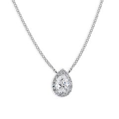 1.31 Carat SI Clarity HI Color Pear Diamond Halo Pendant Necklace 18K White Gold