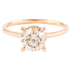 Anello solitario con diamante tondo brillante da 1,31 carati in oro rosa 18 carati