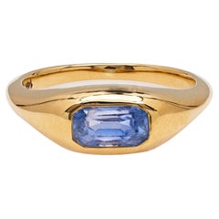 1.31 Carat Sapphire 14k Yellow Gold Bezel Set Ring