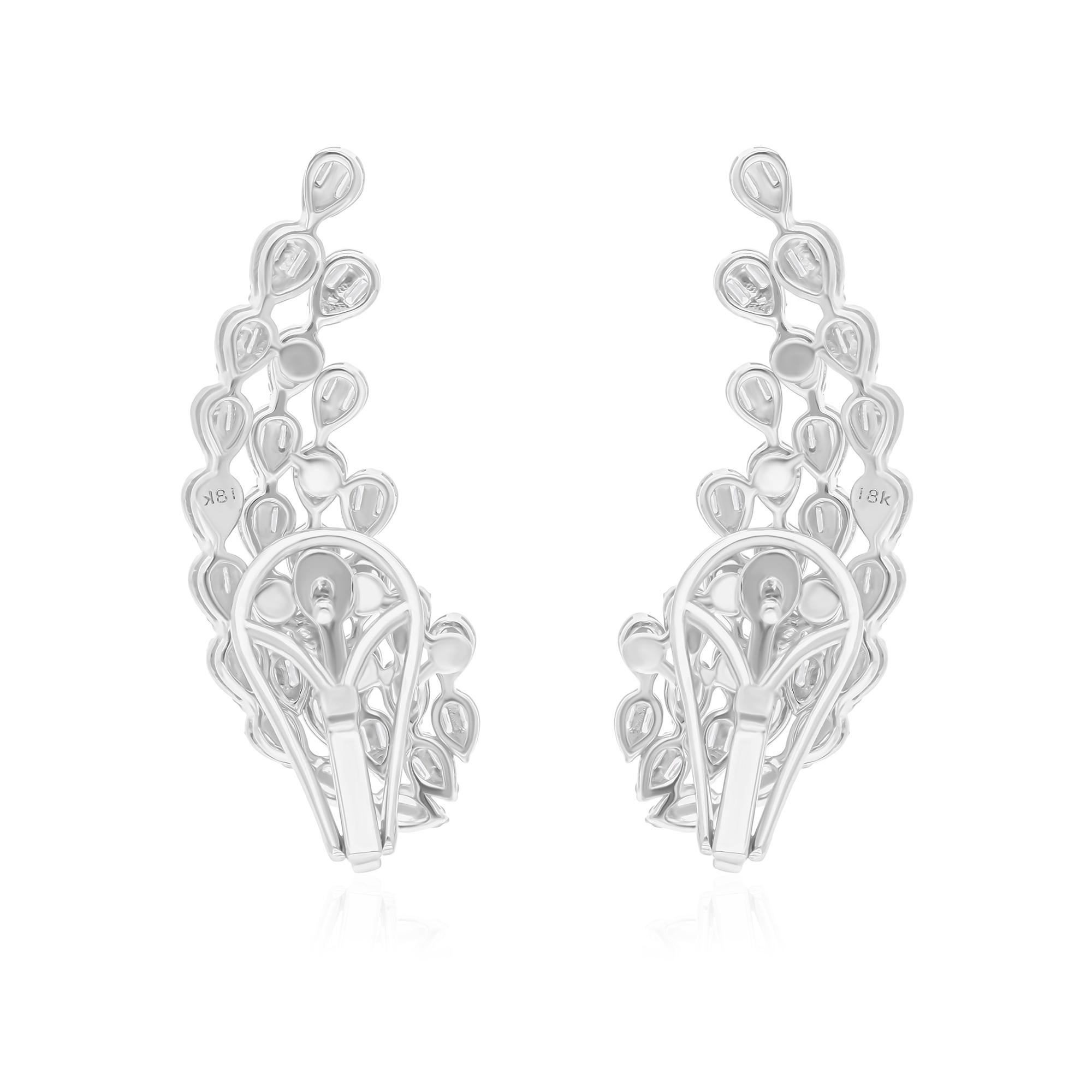 1.31 Carat SI/H Baguette Round Diamond Earrings 14 Karat White Gold Fine Jewelry In New Condition In Diera, Dubai