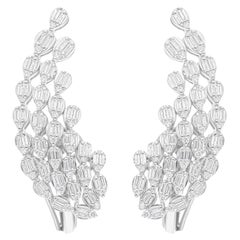 1.31 Carat SI/H Baguette Round Diamond Earrings 14 Karat White Gold Fine Jewelry