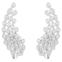 1.31 Carat SI/H Baguette Round Diamond Earrings 18 Karat White Gold Fine Jewelry