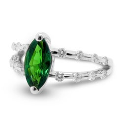 1.31 Carat Tsavorite & Diamond 18K Gold Classical Solitaire Ring