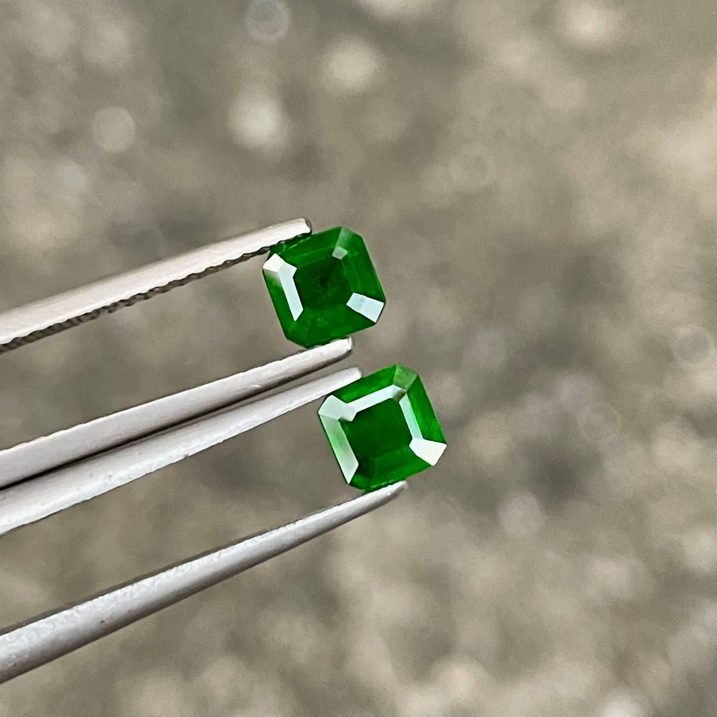 Moderno 1.31 carati di Granato Demantoide Verde Coppia Taglio Asscher Gemma Pakistana