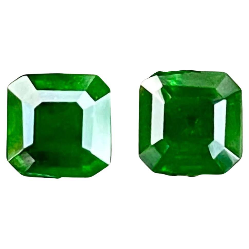1.31 quilates Granate Demantoide Verde Pareja Talla Asscher Piedra preciosa paquistaní