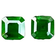 1.31 carats Green Demantoid Garnet Pair Asscher Cut Pakistani Gemstone