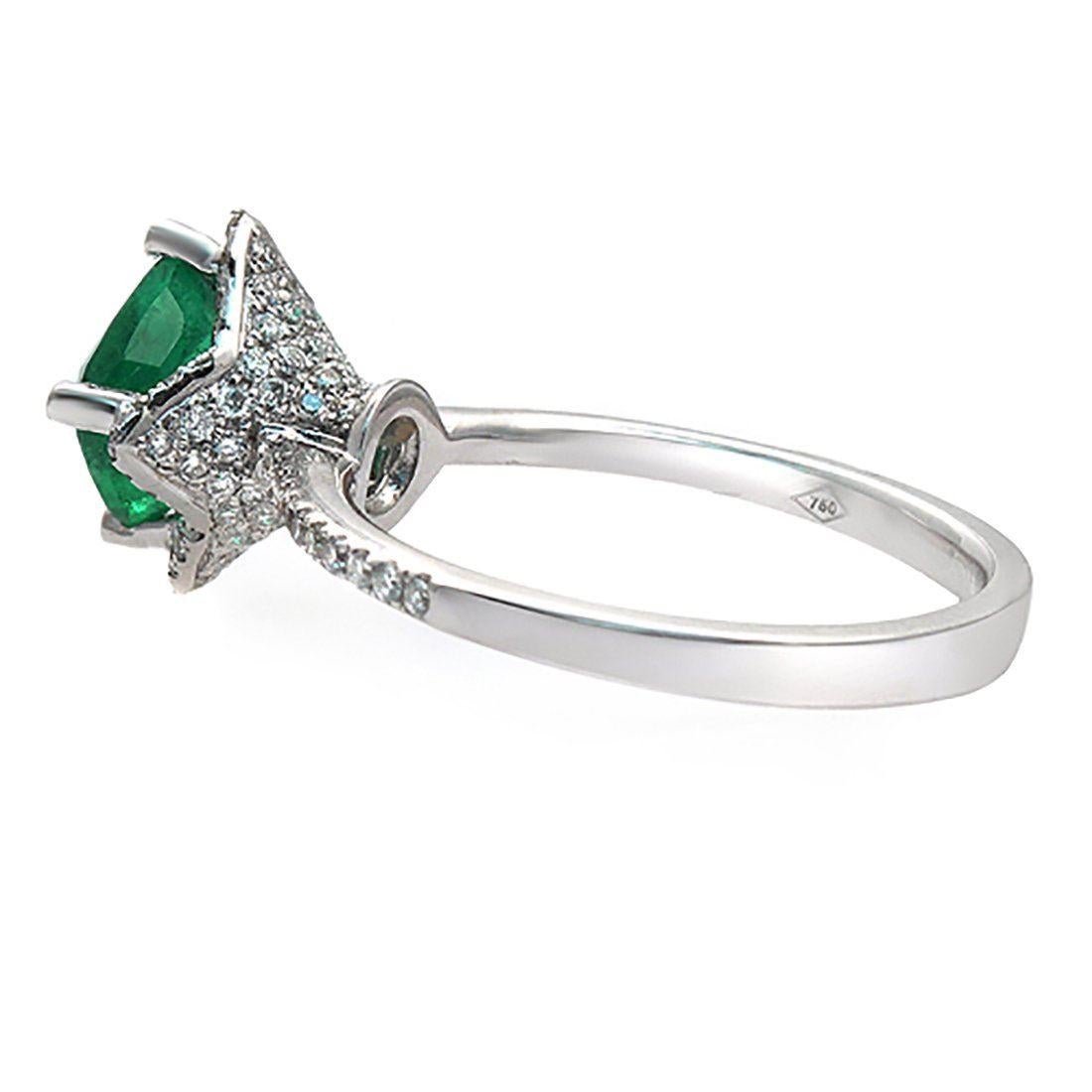 1.31 Carat Zambian Emerald and 0.46 Carat Diamonds in 18 Karat Gold Ring For Sale 4