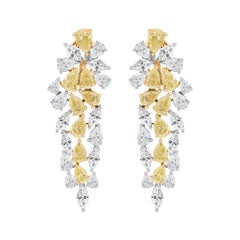 13.1 ct Natural Marquise Diamond Cluster Climber Earrings, 18K Two-Tone Gold